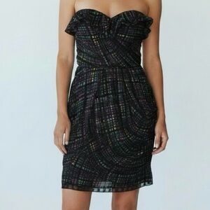 Jill Stuart Multi Color Strapless Dress - Flowy Chiffon Mini Dress - Size 8